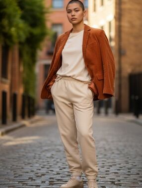 AKRIS Punto Corduroy Blazer Burnt Orange Cotton Jacket Womens 10 12 Vintage